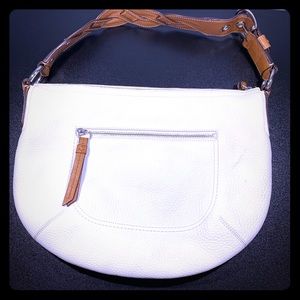 COACH Soho White Leather/ Tan Braided Strap Bag